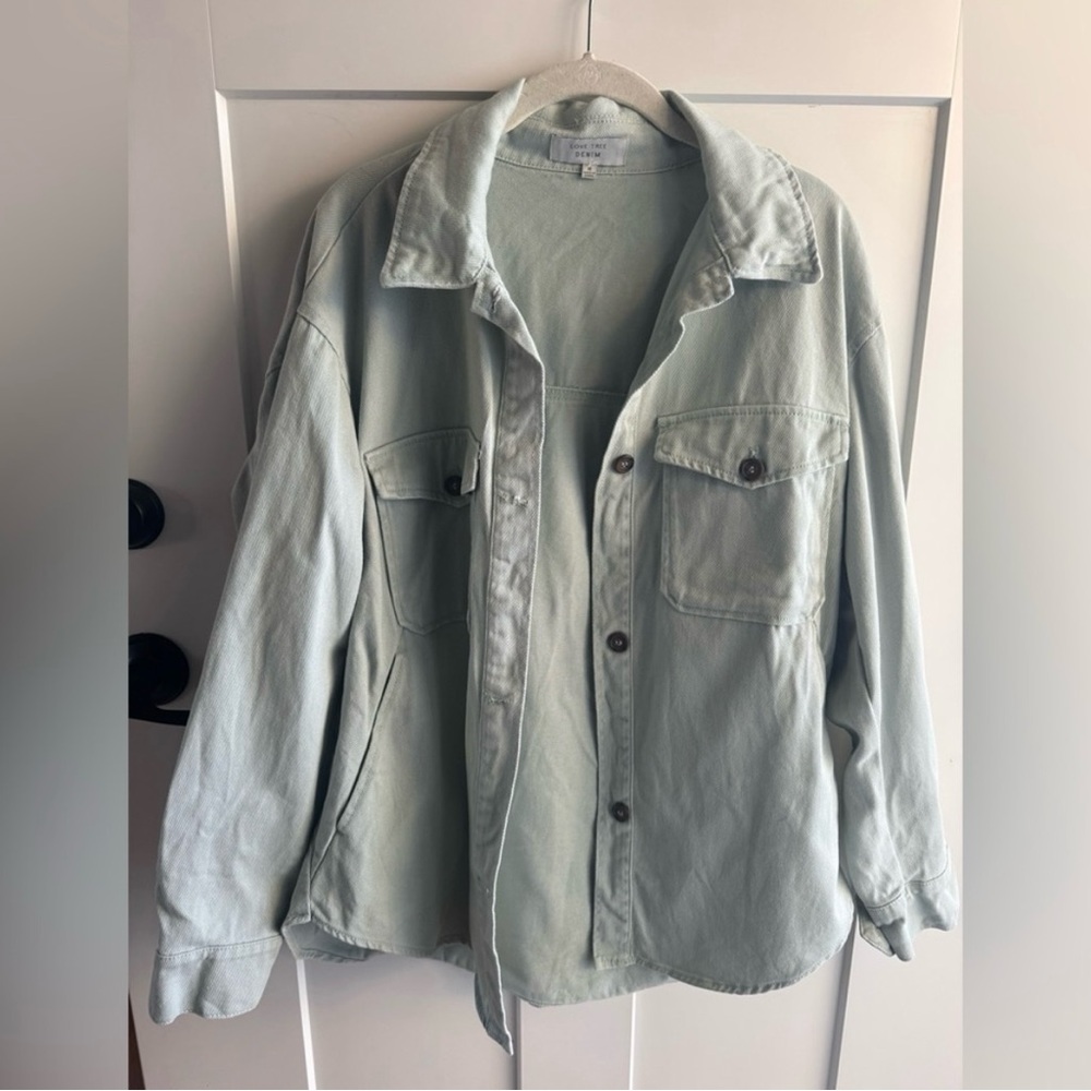 Love Tree Sage Colored Denim Jacket Size Medium